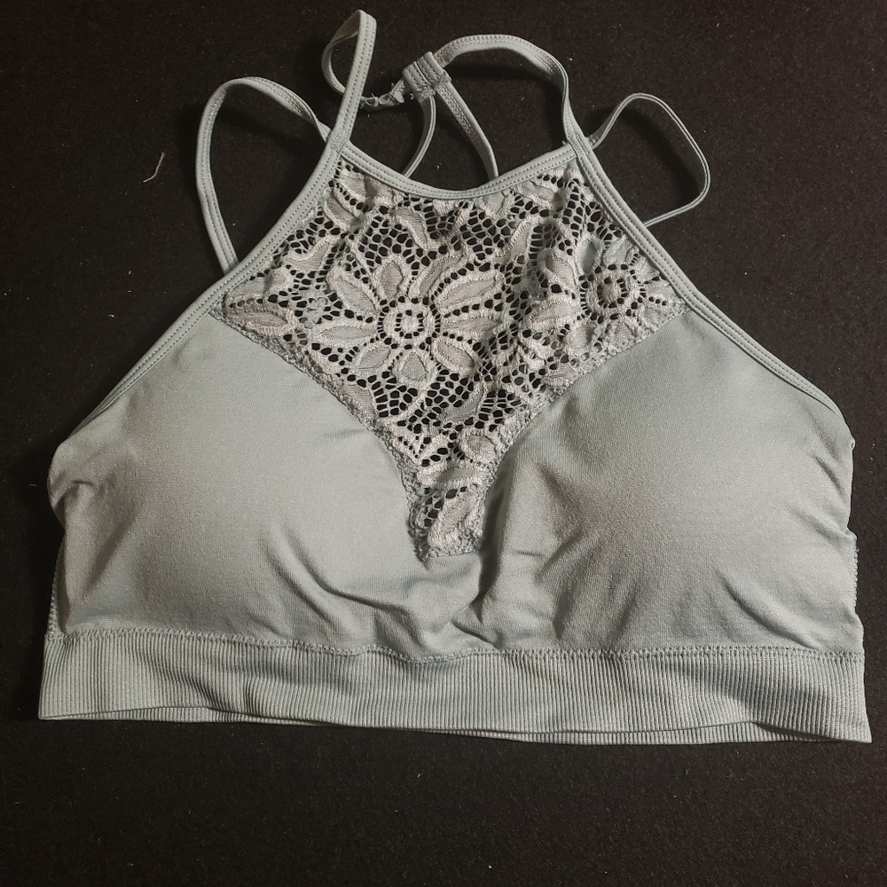 Zenana high neck lace bralette L/XL